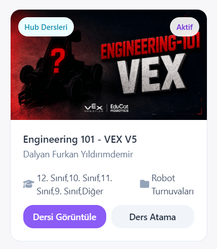 EducatHUB ders kartı: Engineering 101 – VEX V5