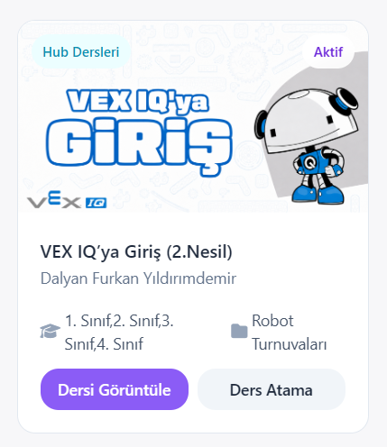 EducatHUB ders kartı: VEX IQ’ya Giriş (2. Nesil)